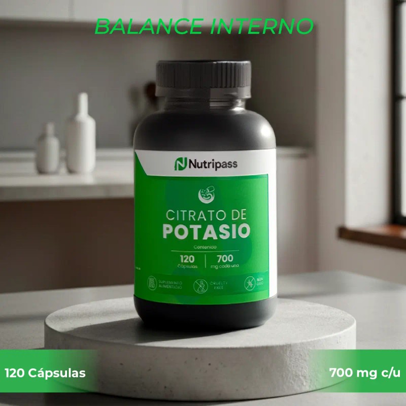 Citrato Potasio 120 Cápsulas Nutripass 700mg Alta Pureza Sabor