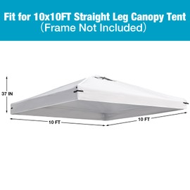 Canopy Replacement Top Cover with Air Vents for 10x10 Pop up Canopy Gazebo Tent, with Adjustable Strap, Waterproof & Anti-UV for Outdoor Shade (Top Only,Frame Not Inclued) (White)