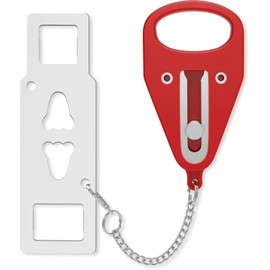 Portable Door Lock for Travel by PocketLock - Safety Lock | Hotel Door Lock | Travel Door Lock | Privacy & Home Security Door Lock (Red)