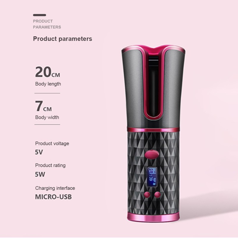 Cordless Auto Rotating Hair Curler USB Charging Hair Waver Curling