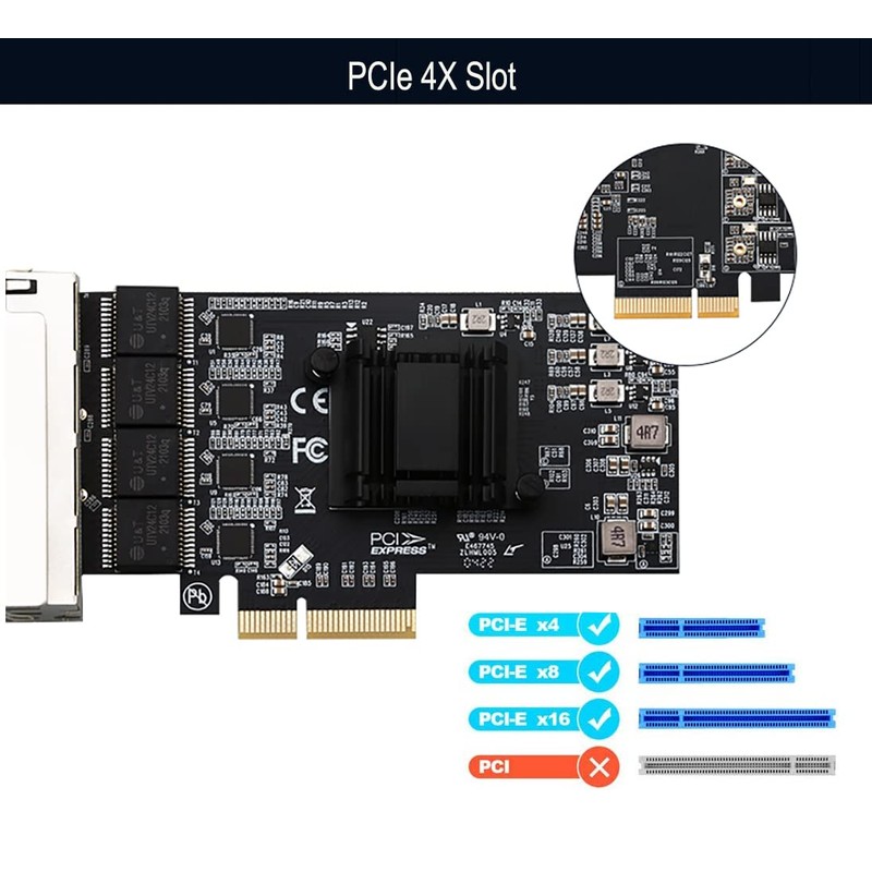 Quad-Port 2.5GBase-T PCIe Network Adapter RTL8125B 2500/1000/100Mbps PCI Express Gigabit