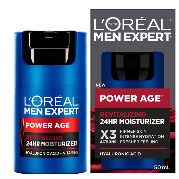 L'Oréal Paris Men Expert Hyaluronic Acid + Vitamins 24HR Moisturizer, Power Age, Packaging May Vary, 50 mL