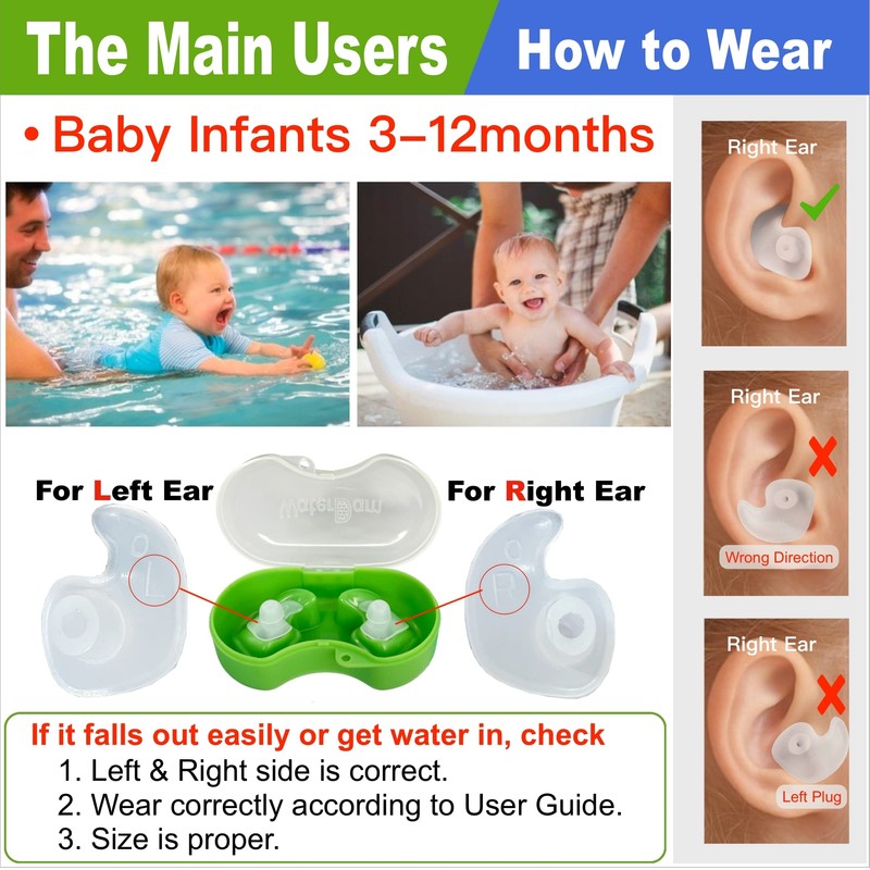 WaterDam Swimming Ear Plugs Great Waterproof Ultra Comfy Earplugs Prevent