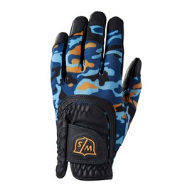 Wilson Staff Gold Glove, Fit-All JR Glove, One Size, For Adolescents, Left Hand, Blue/Orange, Microfibre synthetics, WGJA00915