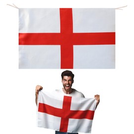Lizzy England 2.5 x 1.6 FT (76 x 50 Cm) Flag | St George's Cross Red & White English National Flag Double Side for Football Euro Garden Street Party Decoration