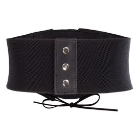 GRACE KARIN Women's Elastic Wide Waist Belt Pirate Corset Cinch Belt with Press Button Black M