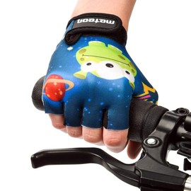 Meteor children's gel cycling gloves, BMX gloves, riding gloves, MTB gloves, kick scooter gloves for girls & boys, multicolour