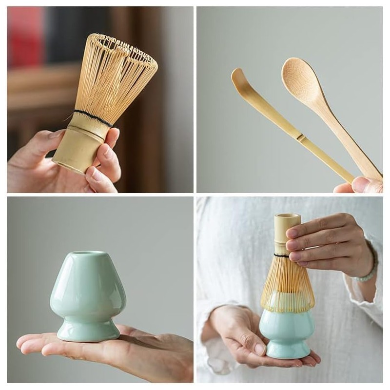 Monehet 4PCS Exquisite Matcha Kit,Matcha Whisk Set Elegant Matcha Tea
