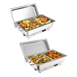 2 PACK Electric Chafing Dish Buffet Set 2 x 4.5 QT Buffet Servers and Warmers Digital Display Temperature Warming Tray Stainless Steel Food Warmer for Parties Weddings Caterings