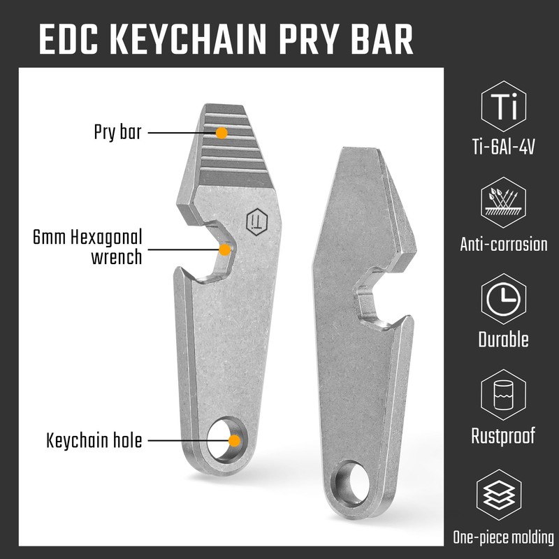 KeyUnity KR01 Titanium Prybar for Keys, Robust Key Fob Prybar