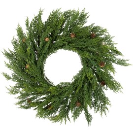 Northlight 24" Soft Green Cedar Artificial Christmas Wreath with Pine Cones - Unlit
