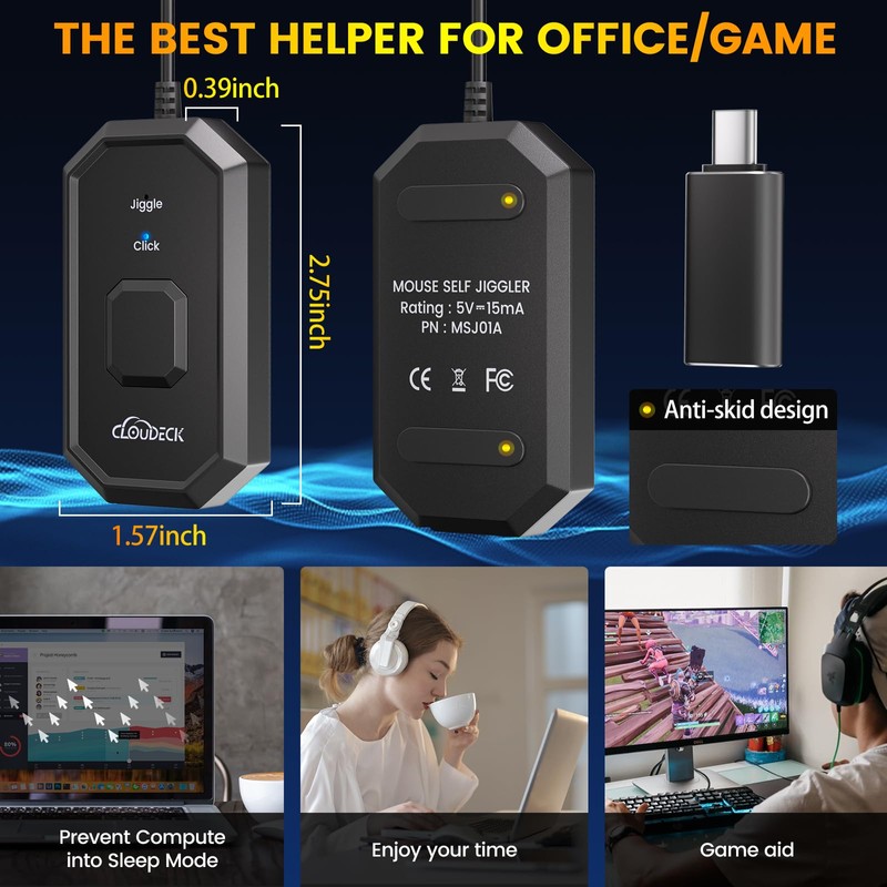 Wotbcg Mouse Jiggler, 2 in 1 Mouse Clicker & Mouse
