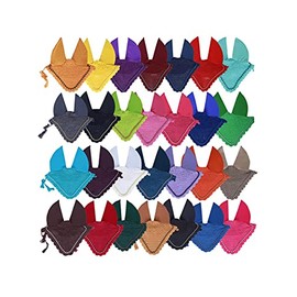 Full/COB/Pony Horse Ear Bonnet 30 Colors Fly Veil Crochet with Piping (Large/Full, Magenta)