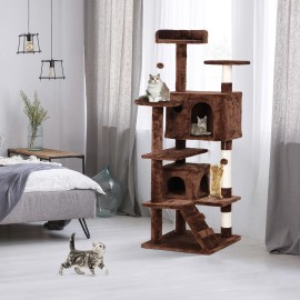 SEGAWE 54" Cat Tree Tower for Indoor Cats Multi-Level Furniture w/Scratching Post Brown