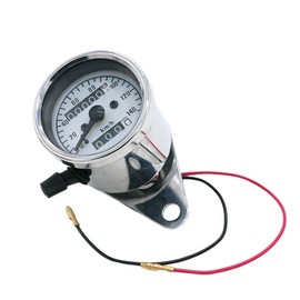 MAKUMINORS Universal Mechanical Motorbike Speedometer, 140 km/h, Backlight Stay, Easy Installation, Mileage, Motorcycle, Magna, Ape, Silver, Silver
