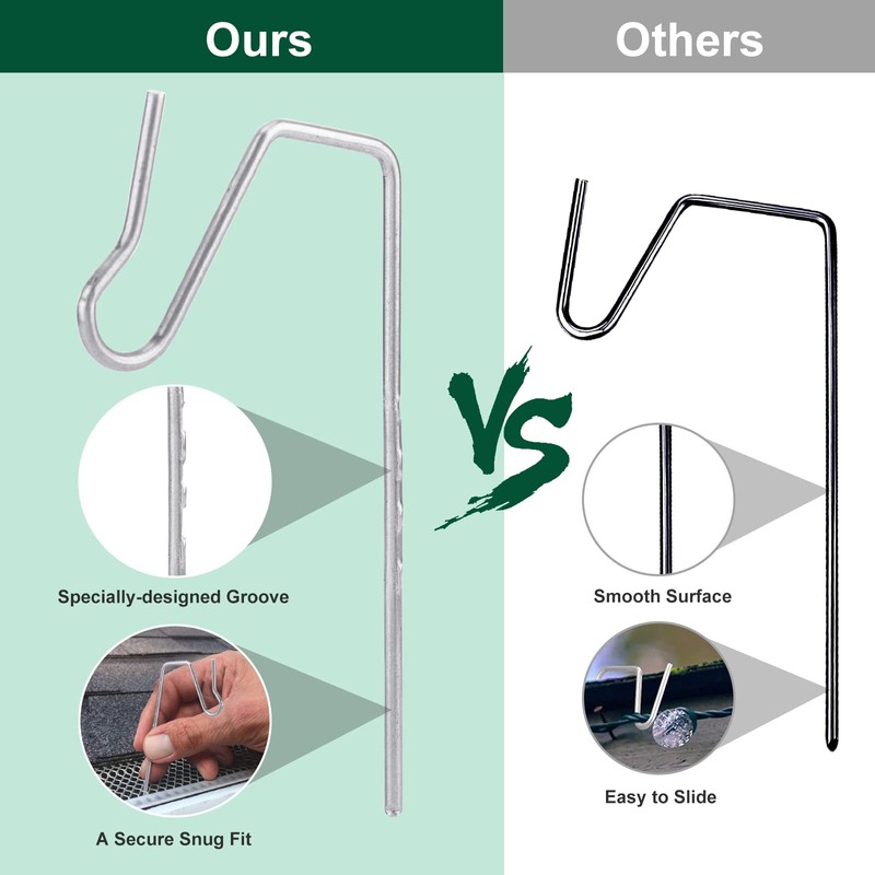 60-Count Metal Gutter Hooks for Outdoor Christmas Lights, Outside Lights