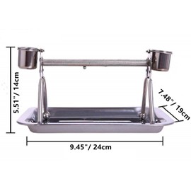 Litewood Bird Stainless Steel Perch Stand Parrot Stand Rack Toys Pet Platform Ladders Exercise Playstand with Feeder Cups Tray for Budgie Parakeet Cockatiel Conure Finch (The Tabletop Perch Stand)