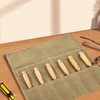 Baizoy Chisel Roll,6 Pockets Roll Up Tool Pouch,Waxed Canvas Small