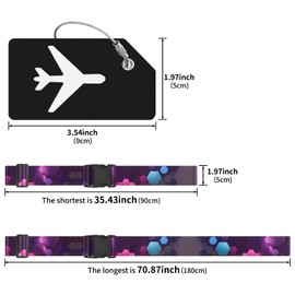 ZOUIQSS Pack of 2 Adjustable Suitcase Strap, Suitcase Strap, Durable Suitcase Straps, Luggage Tag, Travel Packing Straps with Quick Release (Hexagon)