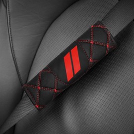 YOSRTER Soft Microfiber Leather Seat Belt Pad with Red Trim