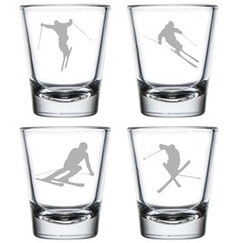 MIP Set of 4 Shot Glasses 1.75oz Shot Glass Gift Ski Skier Collection