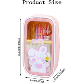 Kawaii Pencil Case Aesthetic Cute Pencil Case,1PC Cute Clear Pencil Pouch,Large Capacity Pencil Case,Children's Cartoon Stationery Bag, Cute Pencil Case Aesthetic Cute Pencil Case for Teen Girls,Pink
