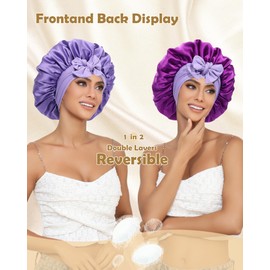 WELROG Double Sided 100% Silk Satin Hair Cap for Women