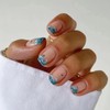 Pikabows Press On Nails Short Square Blue Wave Fake Nails