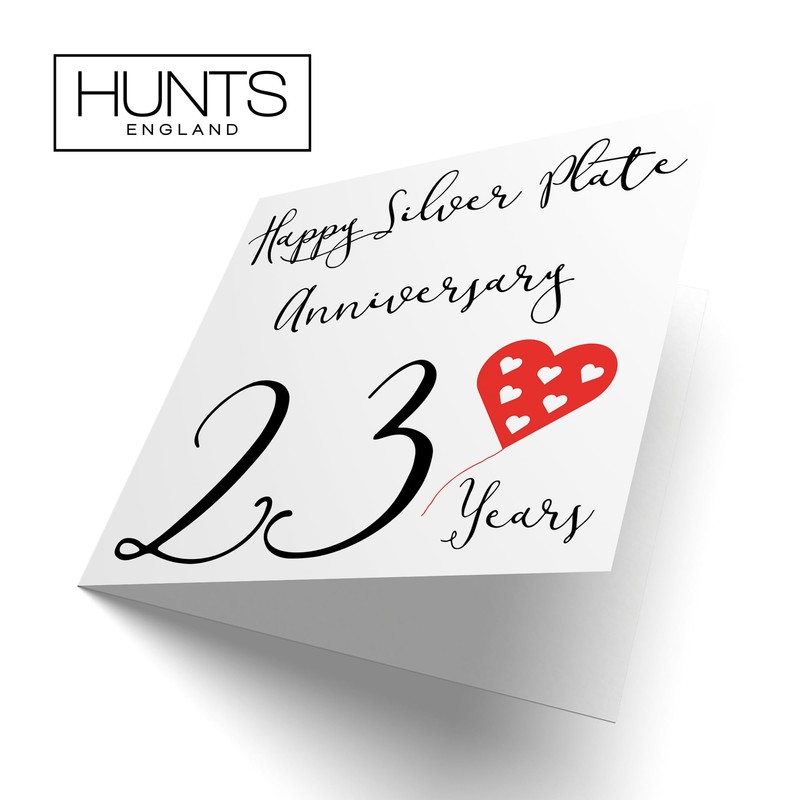Hunts England - 23rd Wedding Anniversary Card - Happy Silver