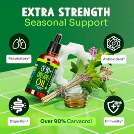 Maju Superfoods Maju Gotas De Aceite De Orégano, Potente 90% + Carvacrol (2 Fl Oz) Aceite Esencial Mediterráneo Silvestre Líquido De Orégano, Aceite D
