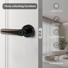 KAHJIU Fingerprint Door Lock for Bedroom Home Apartment use, Keyless Entry Door Knob, Smart Door Lock Supporting App Control, Fingerprint Unlock, Mechanical Key unclock