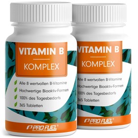 Vitamin B Complex 2 x 365 Tablets - B Complex with B12 - All 8 B Vitamins (B1, B2, B3, B5, B6, B7, B9, B12) with Active Forms such as Quatrefolic®, Co-Factors Choline & Myo-Inositol, Laboratory