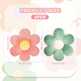 QKURT 2 Pcs Flower Pillows, Flower Shaped Cushion Floor Chair Seat Pad，Fluffy Soft Petal Cushion, Tatami Seating Pillow for Home, Office & Car, 40cm(Dark Green)