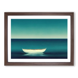 Minimalist Boat Art H1022 Framed Print for Living Room Bedroom Home Office Décor, Wall Art Picture Ready to Hang, Walnut A4 Frame (34 x 25 cm)