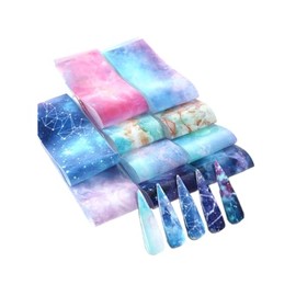 Marble Starry Nail Foil Transfer Sticker Galaxy Zodiac Moon Night Stars 10Pcs Type 1 2 Nail Wraps Art Stickers Manicure Supplies for Women for Home Nails Full Long Lasting Easy Apply and Remove