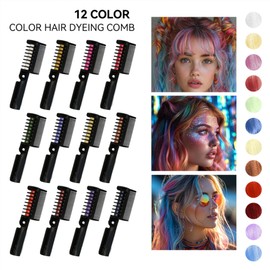 DLZZRS Hair Mascara, Hair Dyeing Comb, Instant Temporary Hair Color Chalk for 48 Hours, Temporary Hair Color Chalk Hair Dye Stick, Professional Dye Stick For Girls & Kids Party (#12 Dark Blue)