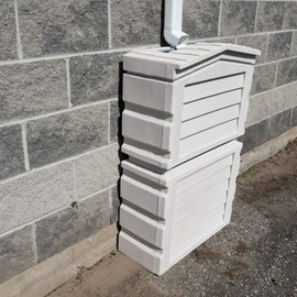 RTS Home Accents Polyethylene Rainwater Shed Collector, 25 Gallon, Slate Grey