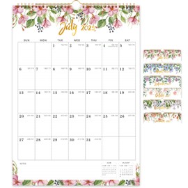 Wall Calendar 2025-2026 - Monthly Wall Calendar 2025-2026, JUL 2025 - DEC 2026, 12" x 17", Large Blocks, Hanging 2025-2026 Wall Calendar (Start in JULY/25), Floral Calendar for Living Room