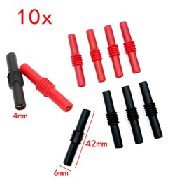 JZK 10 X Insulated Banana Female to Female Adapter Coupler 4mm Connector Adapter Coupler for Banana Plug Extension Adapters for Electrical Testing, Black and Red