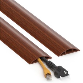 Cubierta para cable de piso de 4 pies, cable de madera de nogal café, cables de extensión para ocultar el piso, cubierta de cable de piso para cables de piso, cubierta de cable protector de cables,