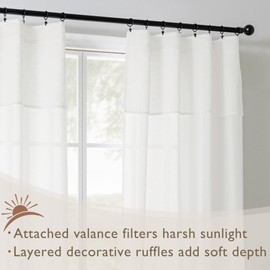 Closet Curtain for Open Closet Without Door,Cute Fancy White Farmhouse Boho Curtains 2 Panels for Girls Bedroom Living Room 90 Inches Long