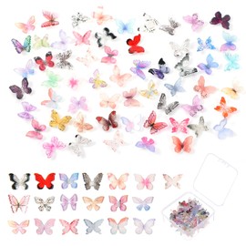 60 Pcs Mini Resin Butterflies Miniature Dollhouse Accessories Tiny Resin Butterflies 3D Butterfly Nail Charms Micro Butterflies for Crafts Butterfly Decorations for DIY Micro Landscaping Decoration
