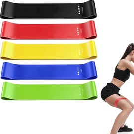 Bandas Elasticas Musculación, 5 Niveles de Bandas de Resistencia para Gluteos Cadera Piernas Brazos Set de 5 Cintas Elásticas Fitness Musculación para