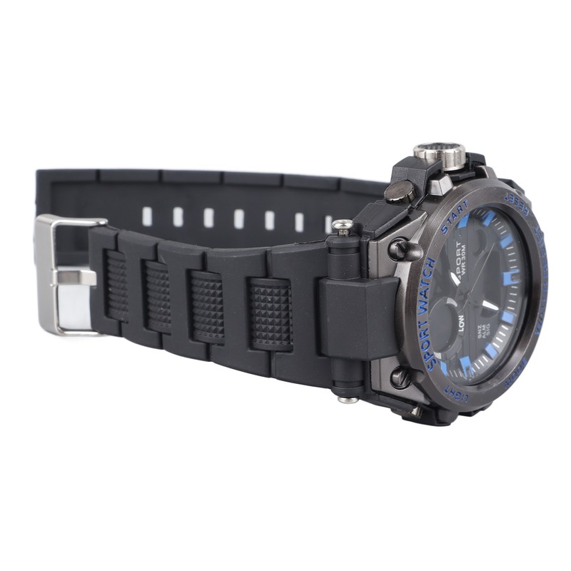 Waterproof Wristwatch Transparent Cover LED Luminous Wristwatch for Gentlemen Black