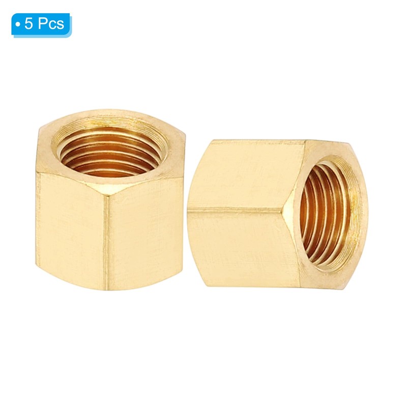 PATIKIL 1/8" NPT Female Brass Pipe Fitting Cap, 5Pcs Outer