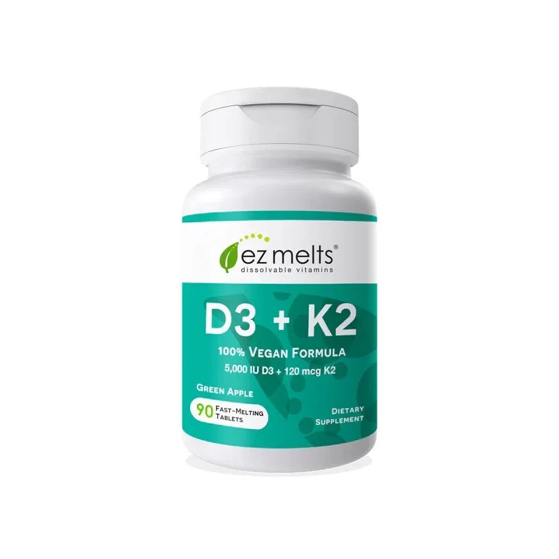 EZMelts Vitamin D3 +K2 dissolving tablets no water needed, 90