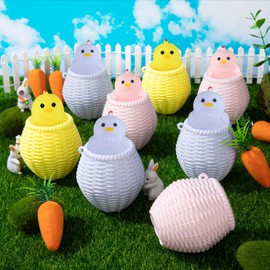 12Pcs Easter Chicken Squeeze Toys, Easter Eggs Squishy Chicks for Kids Relieve Stress, Pop Up Fidget Toy for ADHD Autism