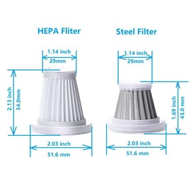 Feenynic Replacement Filters Compatible with Saker, Sakerplus, HRYCF, Yomile, Piwosa, Houscly, Fanisic, Ekbas, Seyicot, PeroBuno, XCOOL, AUXTUR, WINWEND Vacuum Etc., 4PCS Filters Included a Steel One.