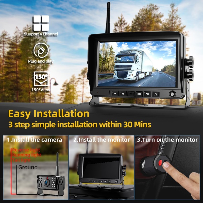 RV Wireless Backup Camera Plug and Play: Pre-Wired for Furrion