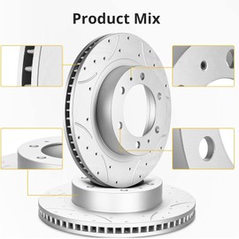 ClassyThreads Front Brake Kit, Drilled and Slotted Brake Rotors and Carbon Ceramic Brake Pads, Replacement Brake Kit for 2005-2021 Chrysler 300 2009-2021 Challenger 2006-2021 Charger 2005-2008 Magnum